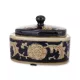 Virágmintás kerámia tároló, Fekete