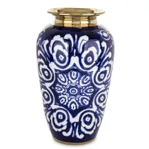 Mintás kerámia váza, Sötétkék