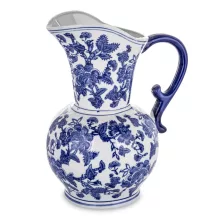 Virágmintás kerámia váza, Fehér