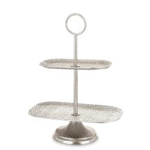 2 szintes süteményes kínálóállvány, Ezüst