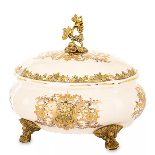 Barokk stílusú kerámia tároló, Krém