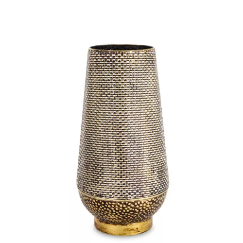 Mintás fém váza száraz virágoknak, Arany