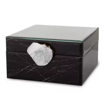 Achát kővel díszített ékszerdoboz, Fekete