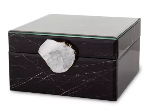 Achát kővel díszített ékszerdoboz, Fekete