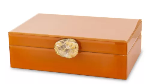 Achát kővel díszített ékszerdoboz, Narancssárga
