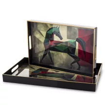 Horse színes dísztálca szett, Fekete