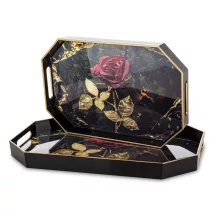 Red Rose dísztálca szett, Fekete