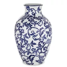 Virágmintás kerámia váza, Fehér