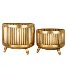 Antikolt hatású virágtartó szett, Arany