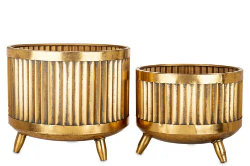 Antikolt hatású virágtartó szett, Arany