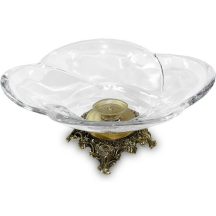 Barokk stílusú üveg tál réz talppal, Arany